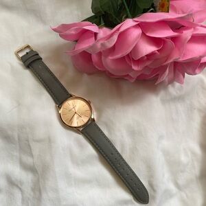Monroe Gray Leather Strap Watch